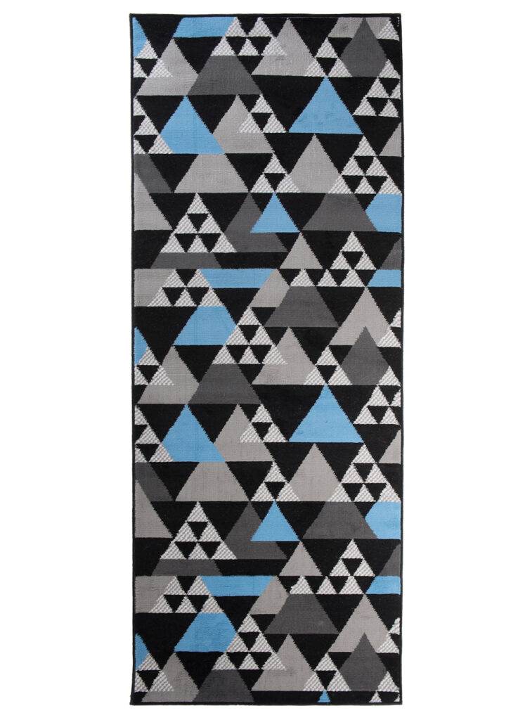 Passatoia Maya Grigio Blu Geometrico con Triangoli