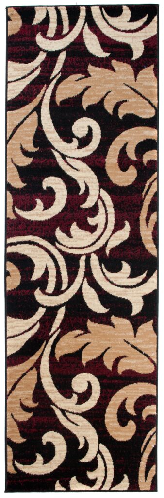 Passatoia Dream Bordeaux Crema con Ornamenti Foglie