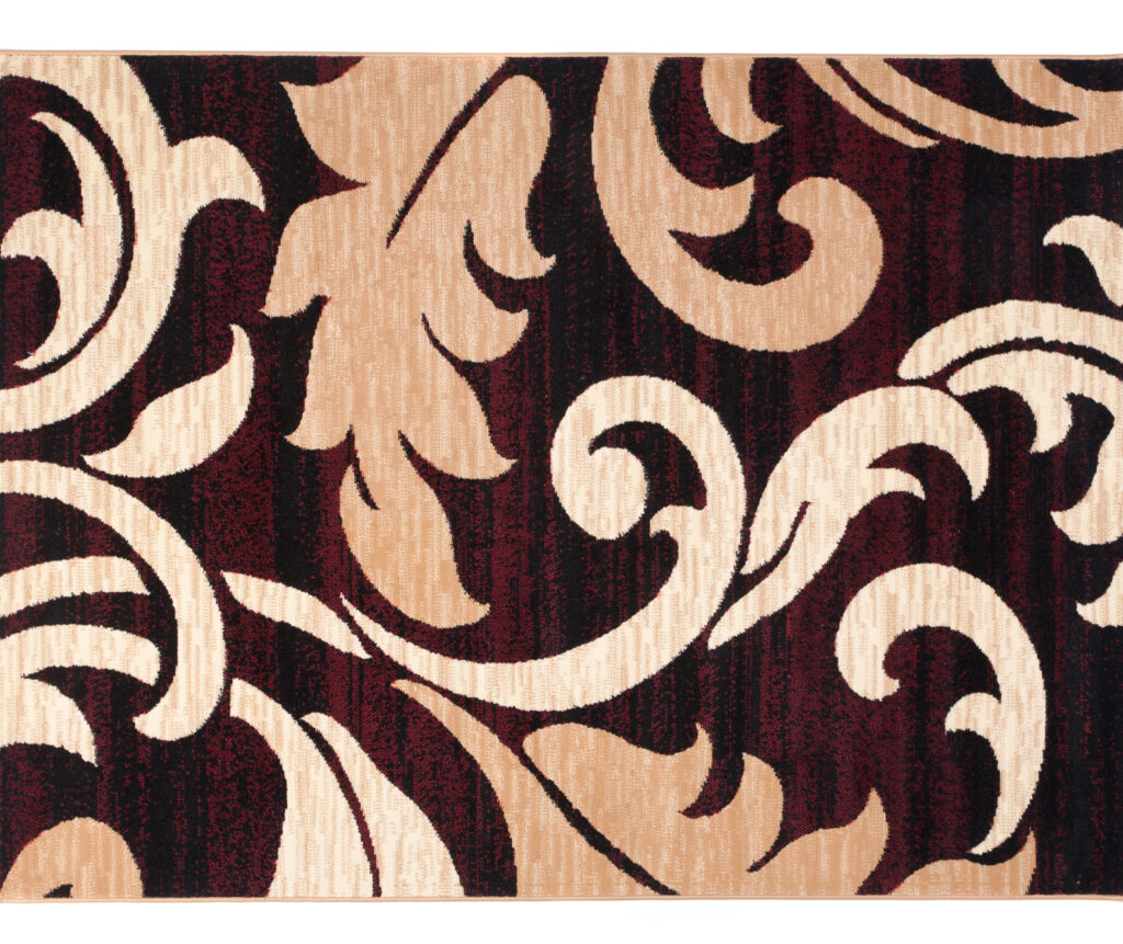 Passatoia Dream Bordeaux Crema con Ornamenti Foglie