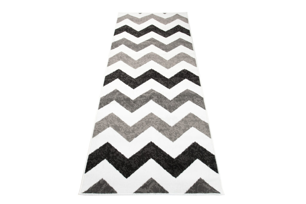 Passatoia Maya Grigio Nero Geometrico a Zigzag