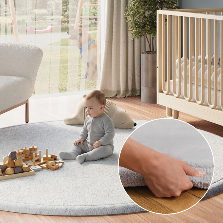 Tappeto Bambini Fluffin Rotondo Grigio Chiaro