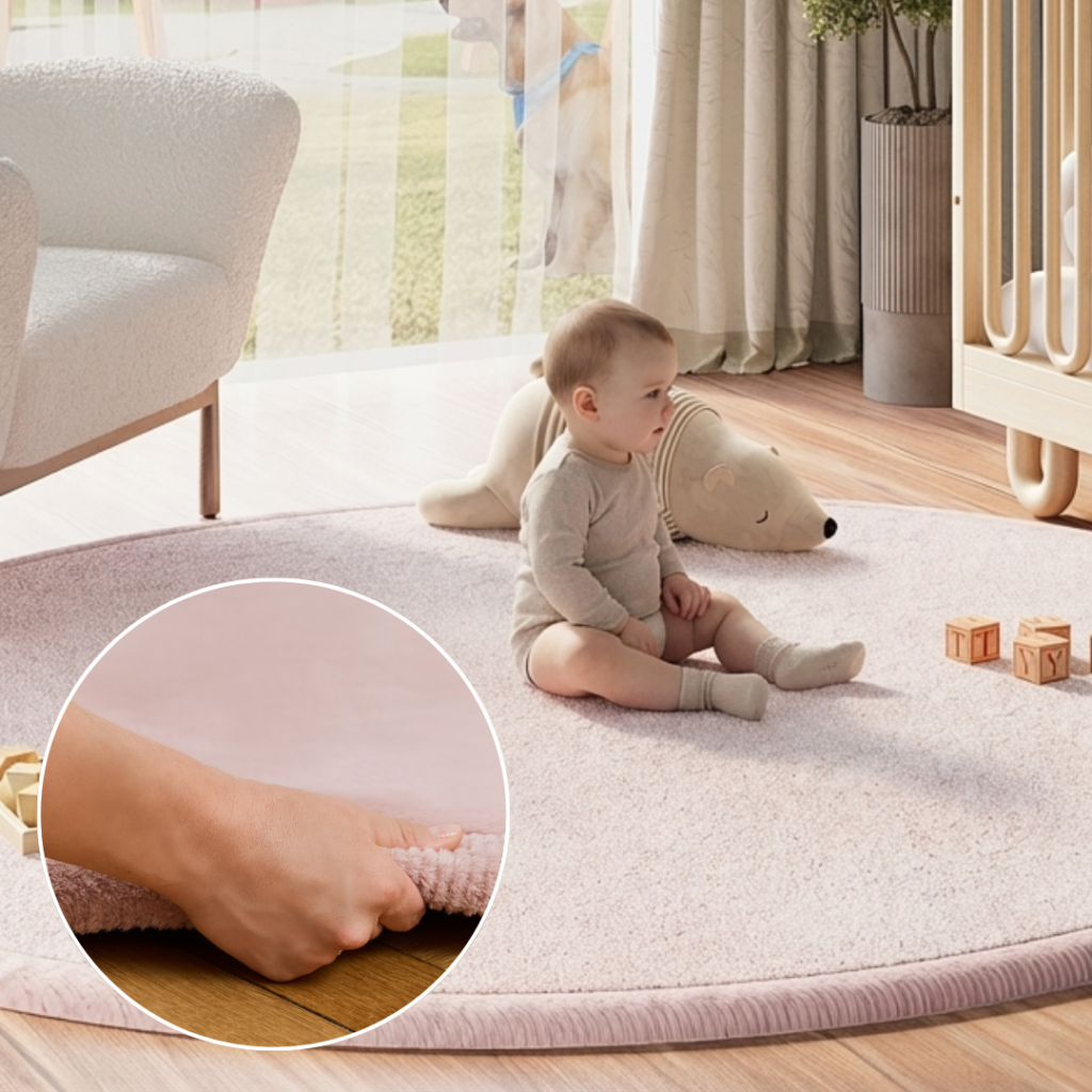 Tappeto Bambini Fluffin Rotondo Rosa