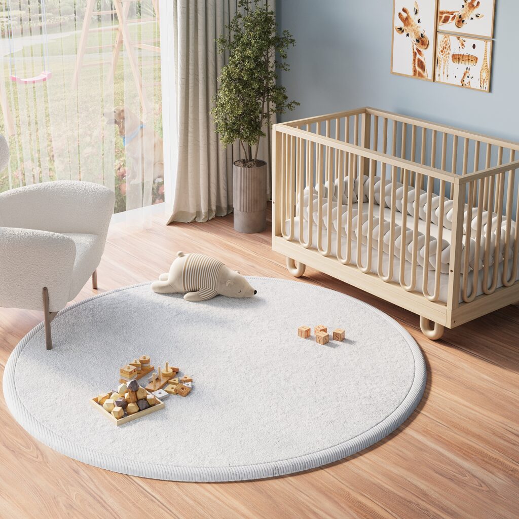Tappeto Bambini Fluffin Rotondo Grigio Chiaro