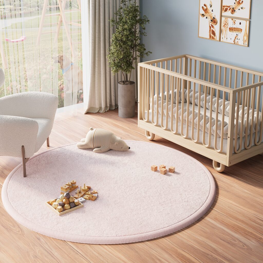 Tappeto Bambini Fluffin Rotondo Rosa