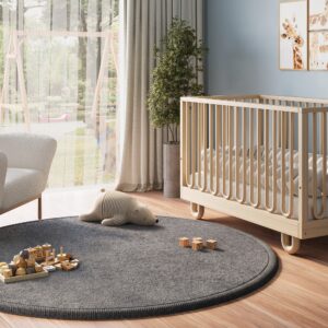 Tappeto Bambini Fluffin Rotondo Grigio Scuro
