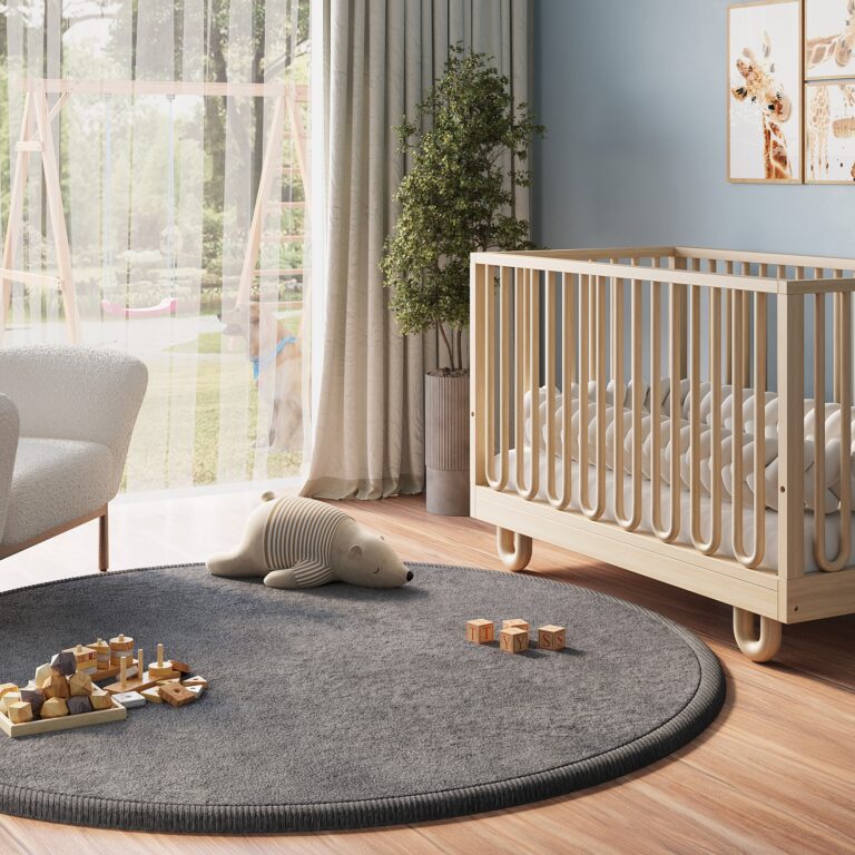 Tappeto Bambini Fluffin Rotondo Grigio Scuro