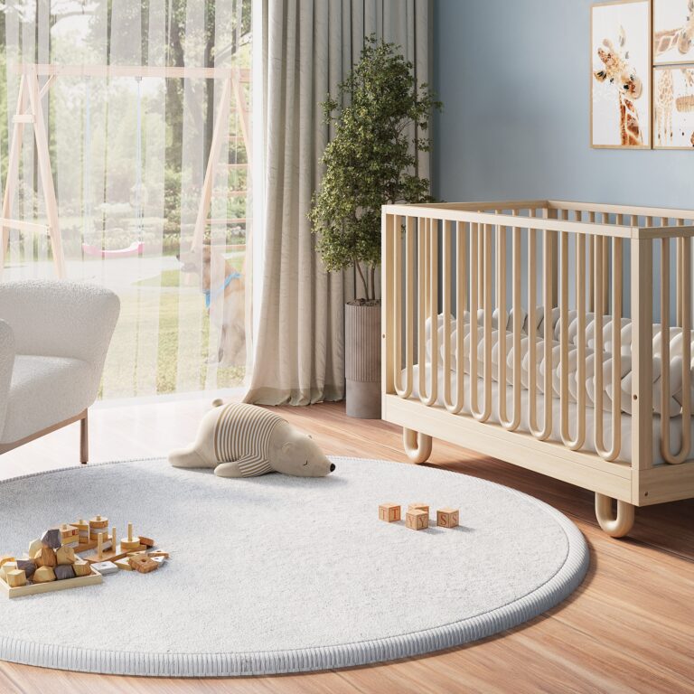 Tappeto Bambini Fluffin Rotondo Grigio Chiaro