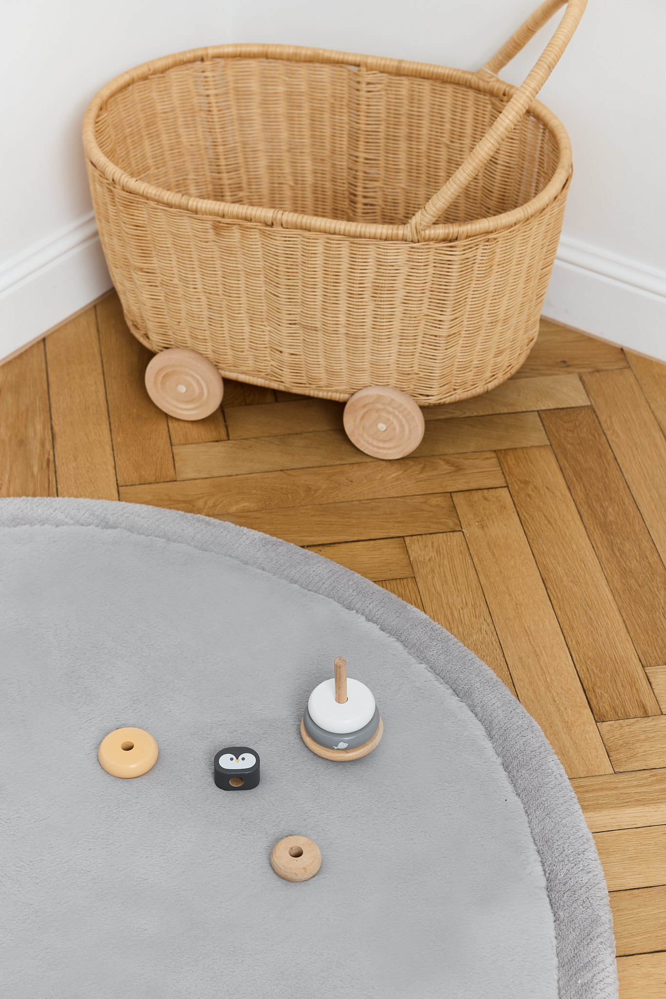 Tappeto Bambini Fluffin Rotondo Grigio Chiaro