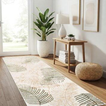 Passatoia Crystal Beige Verde Foglie