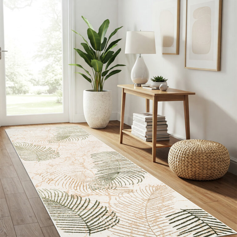 Passatoia Crystal Beige Verde Foglie