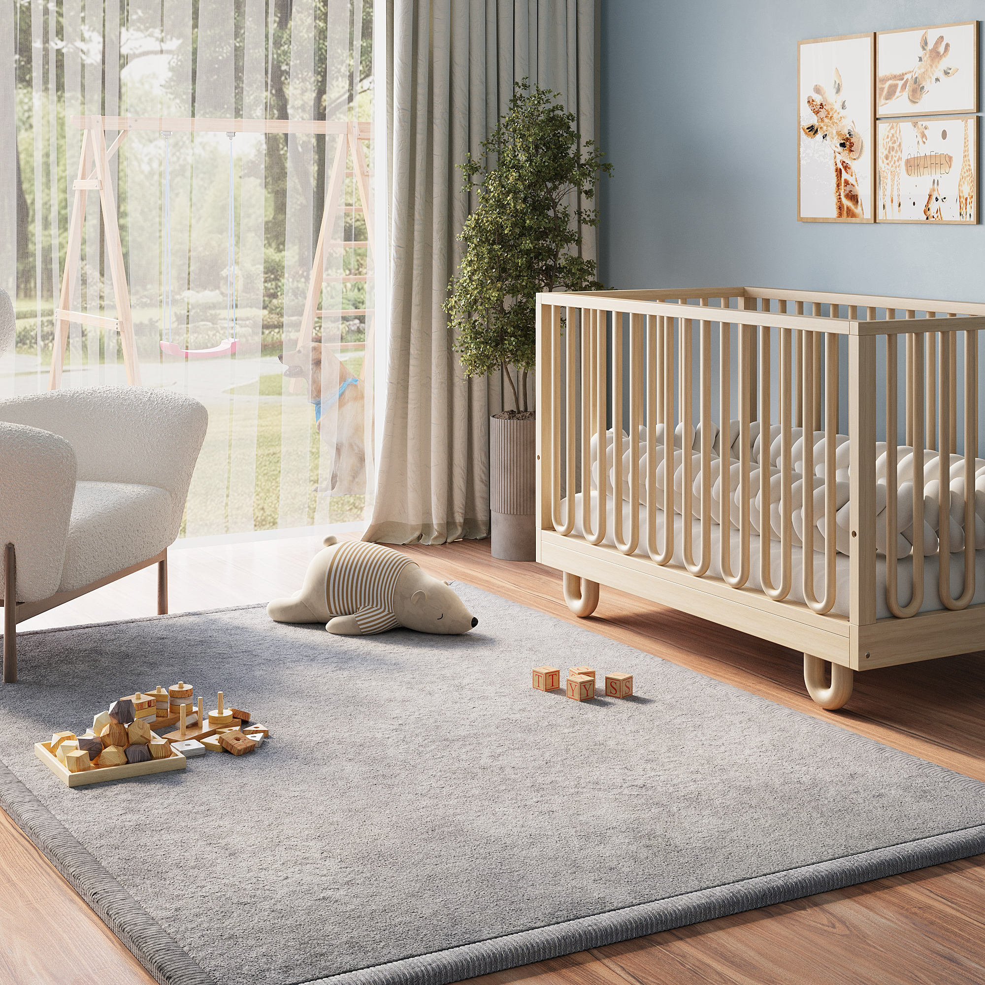 Tappeto Bambini Fluffin Grigio Scuro