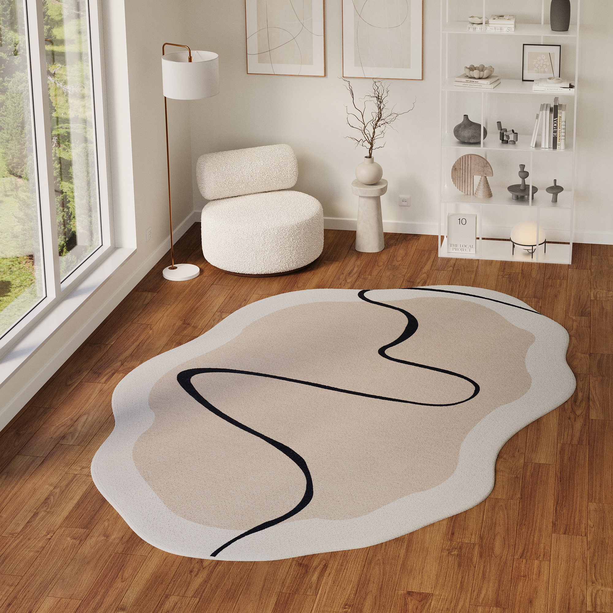 Tappeto Wisp A Forma Irregolare Beige