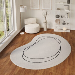 Tappeto Wisp A Forma Irregolare Bianco Linee