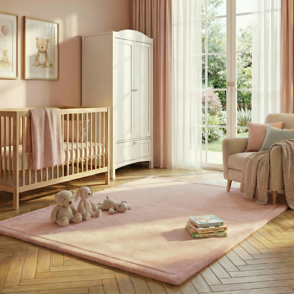 Tappeto Bambini Fluffin Quadrato Rosa