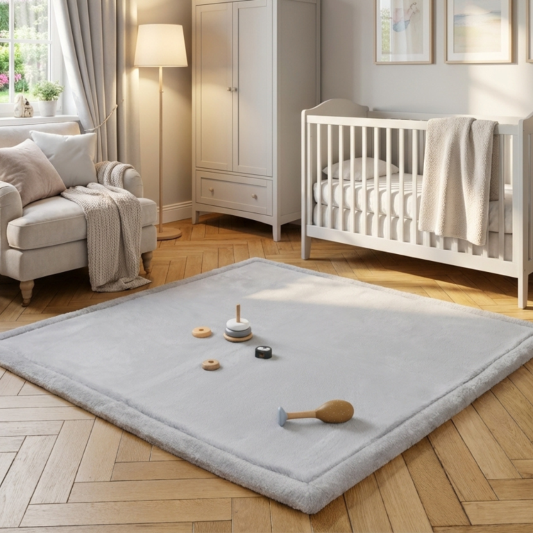 Tappeto Bambini Fluffin Quadrato Grigio Chiaro