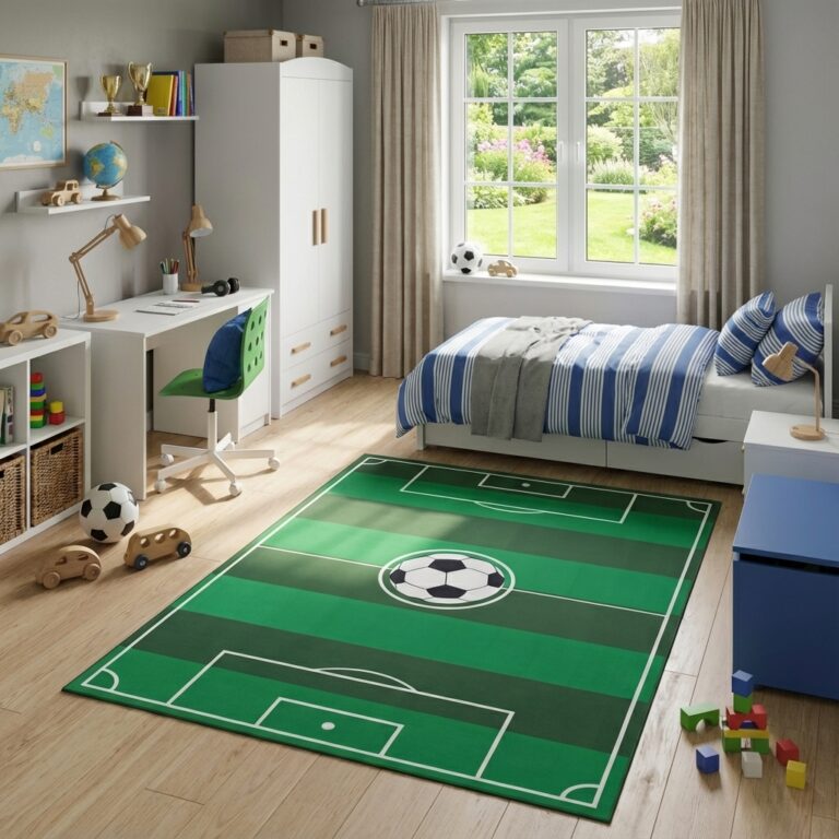 Tappeto Bambini Snooki Campo da Calcio Verde Antiscivolo