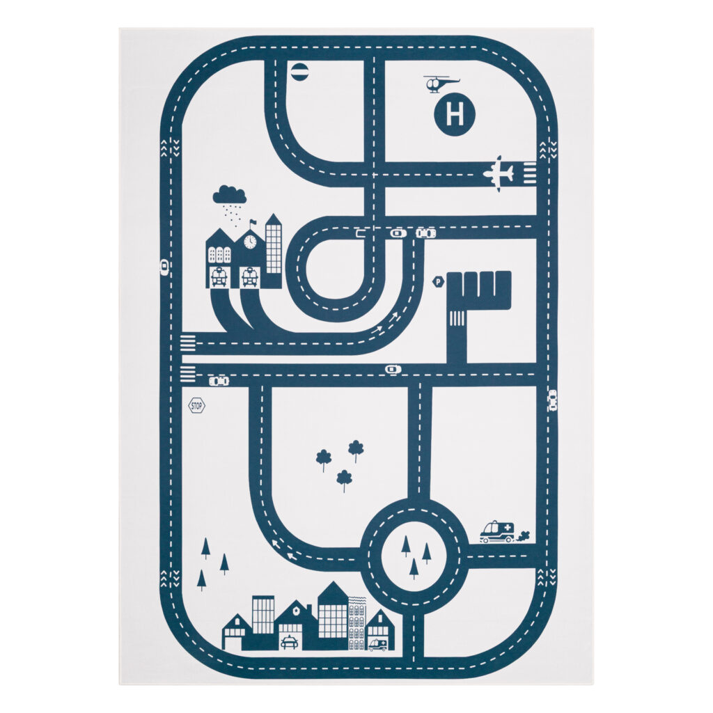 Tappeto Bambini Snooki Città Grigio Blu Navy Antiscivolo
