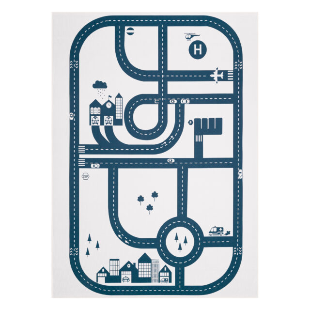 Tappeto Bambini Snooki Città Grigio Blu Navy Antiscivolo