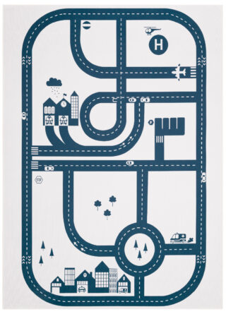 Tappeto Bambini Snooki Città Grigio Blu Navy Antiscivolo