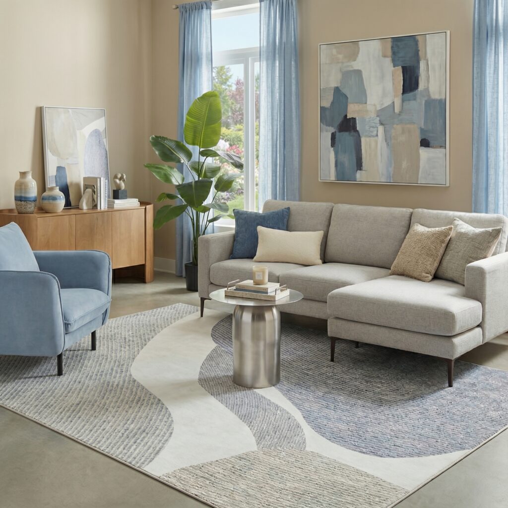 Tappeto Wisp Grigio Blu Astratto