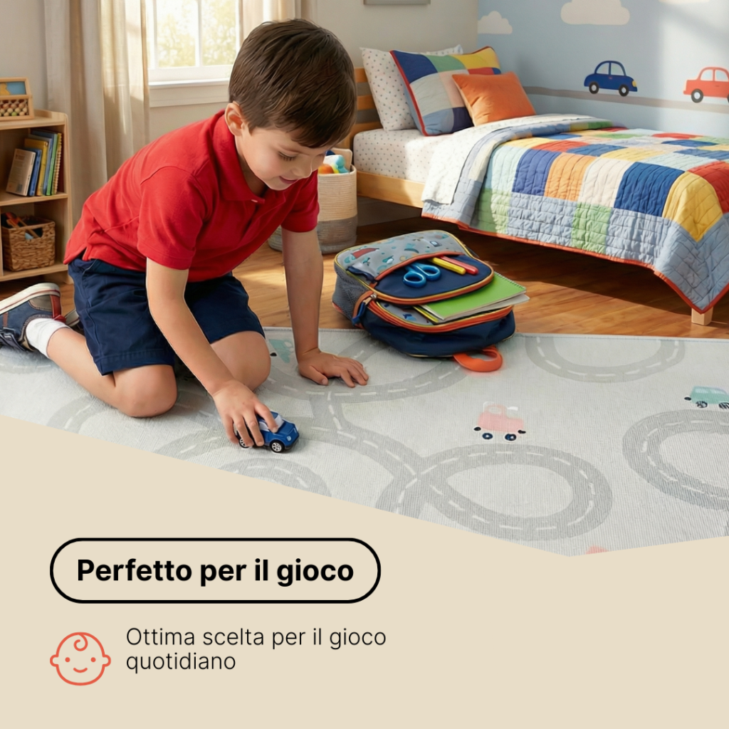 Tappeto Bambini Snooki Campo da Calcio Verde Antiscivolo