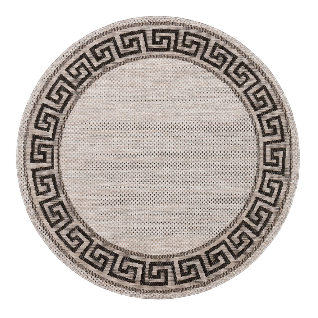 Tappeto Melissa Rotondo Grigio Nero ZigZag Indoor Outdoor