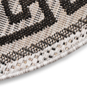 Tappeto Melissa Rotondo Grigio Nero ZigZag Indoor Outdoor
