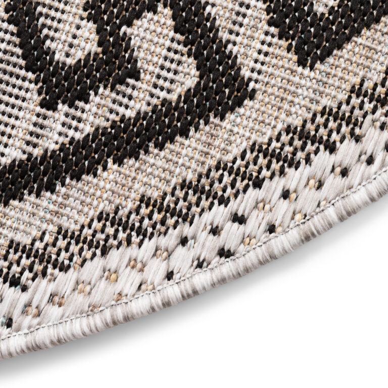 Tappeto Melissa Rotondo Grigio Nero ZigZag Indoor Outdoor