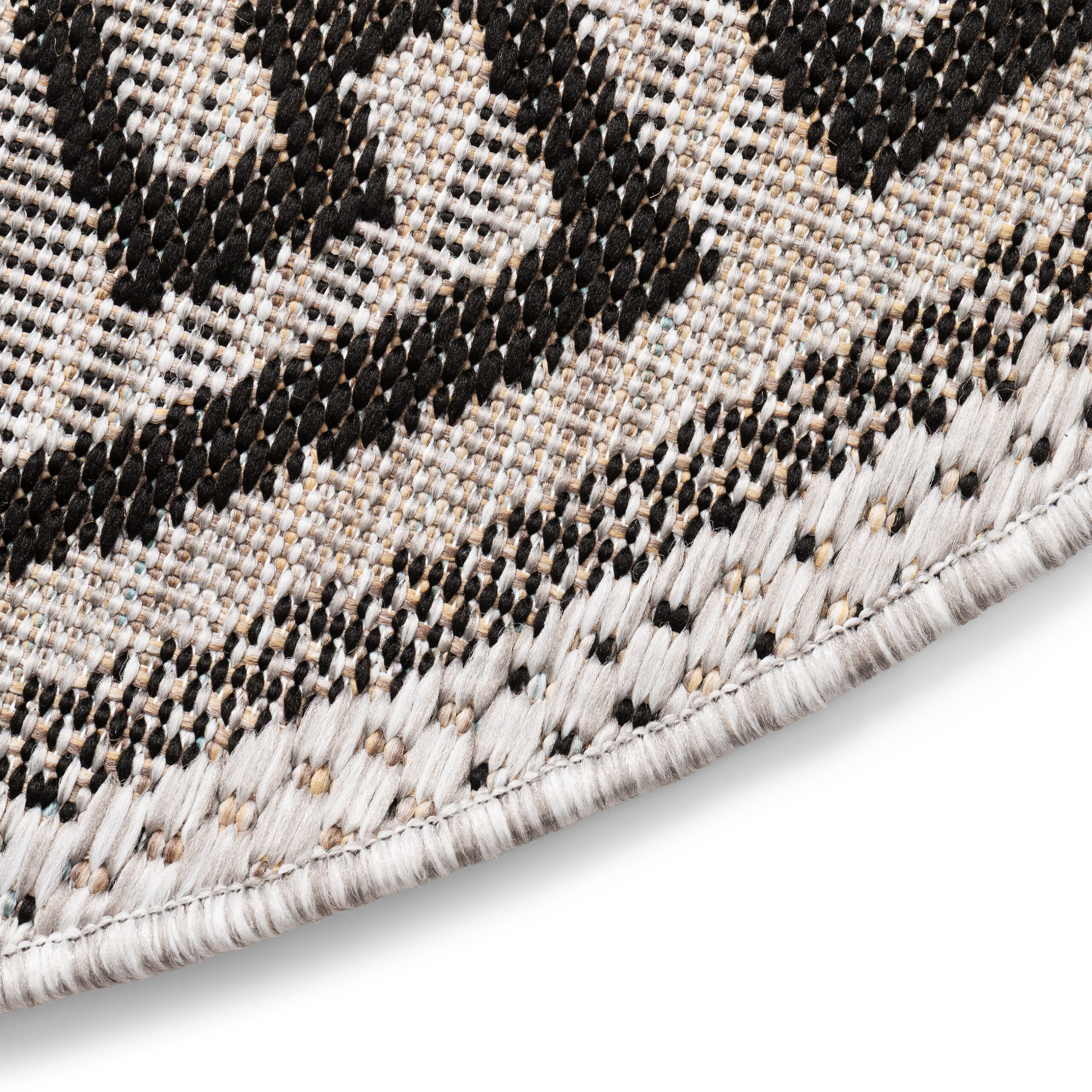 Tappeto Melissa Rotondo Grigio Nero ZigZag Indoor Outdoor