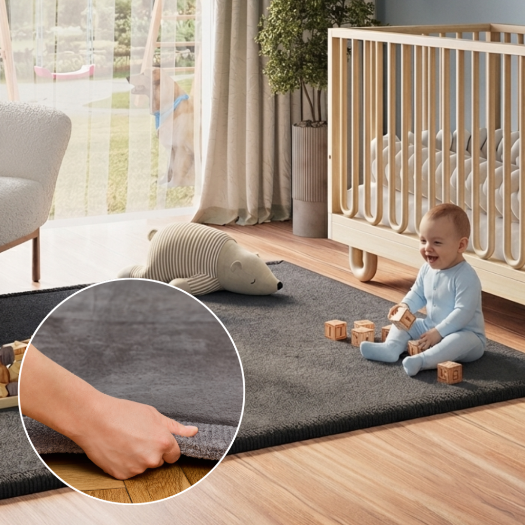 Tappeto Bambini Fluffin Quadrato Grigio Scuro