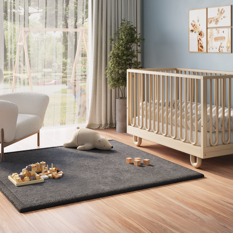 Tappeto Bambini Fluffin Quadrato Grigio Scuro