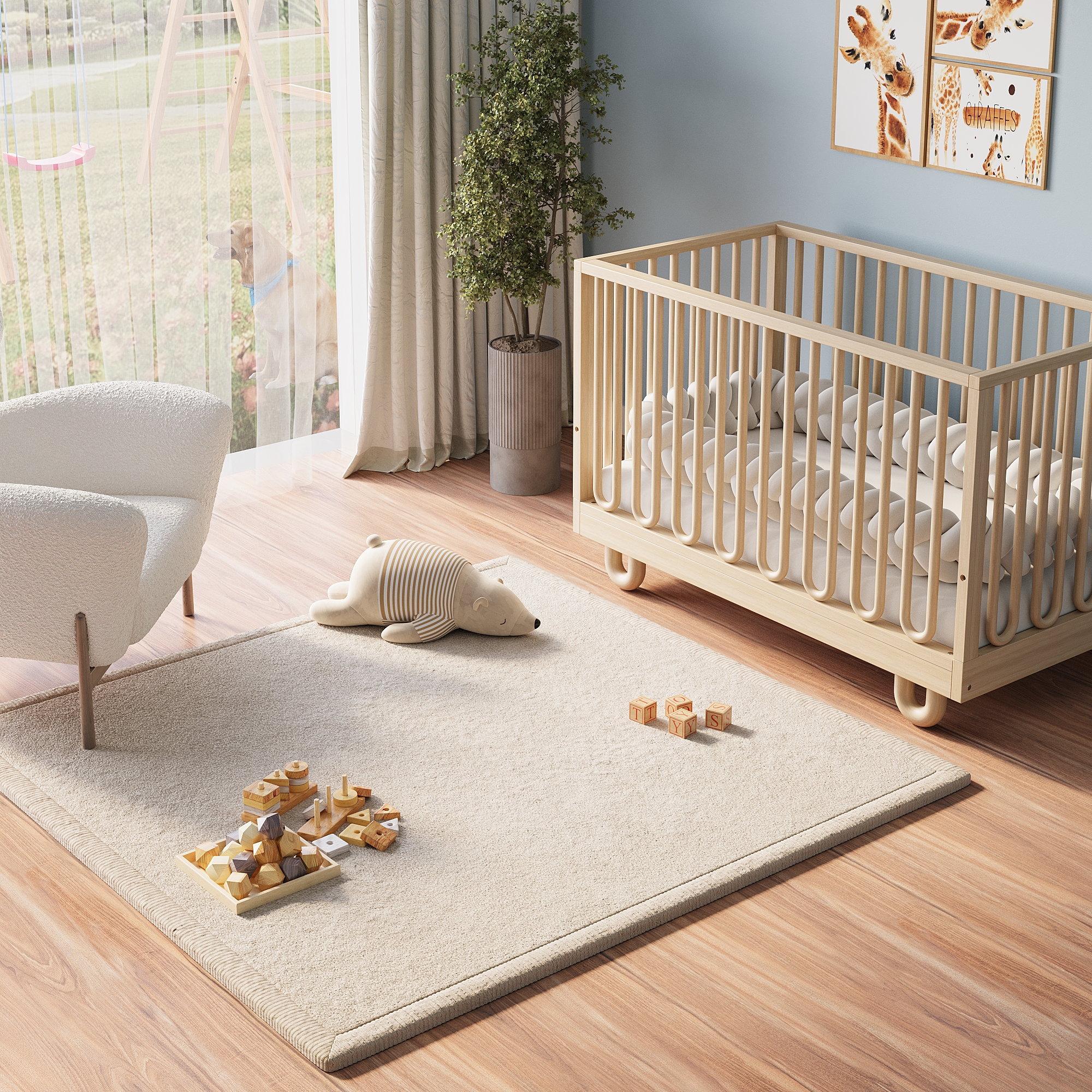Tappeto Bambini Fluffin Quadrato Beige