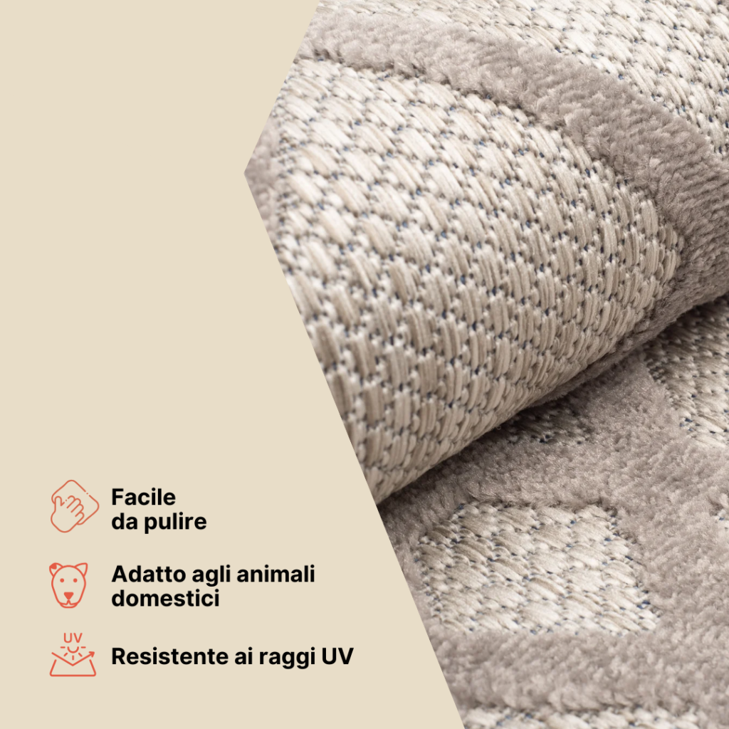 Tappeto Esterno Patio Grigio Blu Geometrico