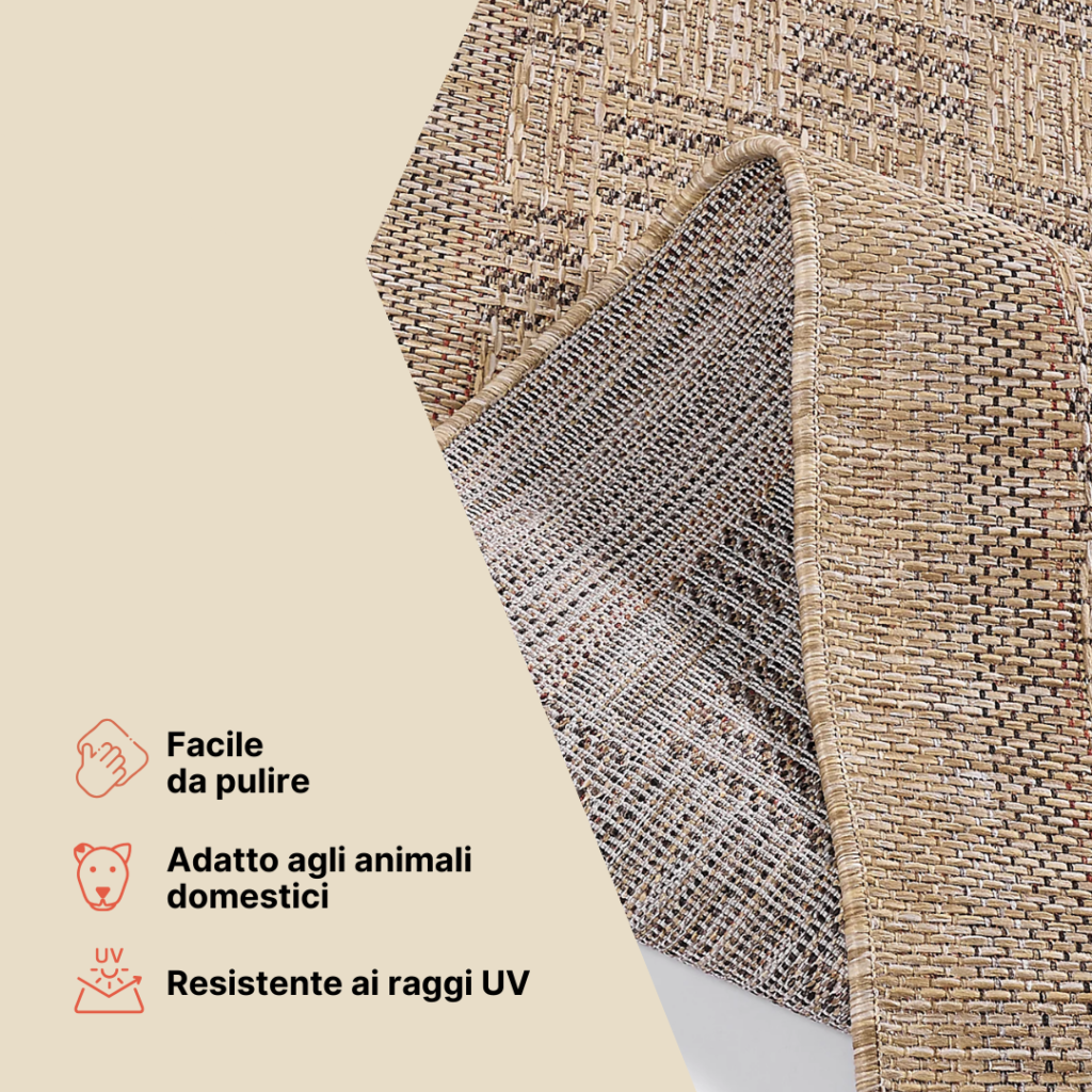 Tappeto da Esterno Yucana Beige Marrone a Quadri