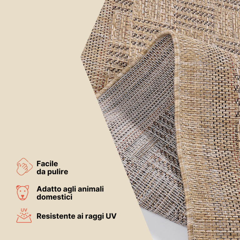 Tappeto da Esterno Yucana Beige Marrone a Quadri