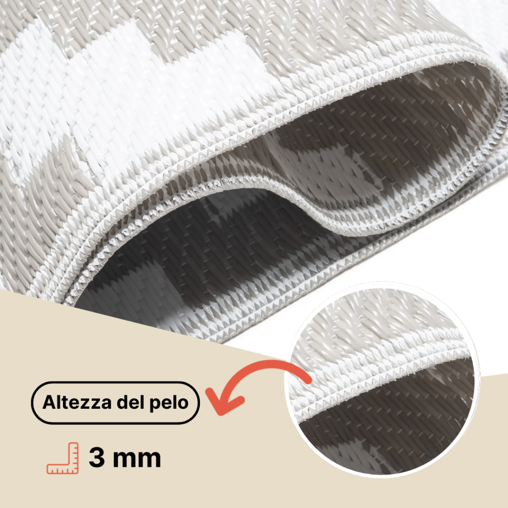 Tappeto Ibiza per Esterno Bifacciale Impermeabile Verde Bianco