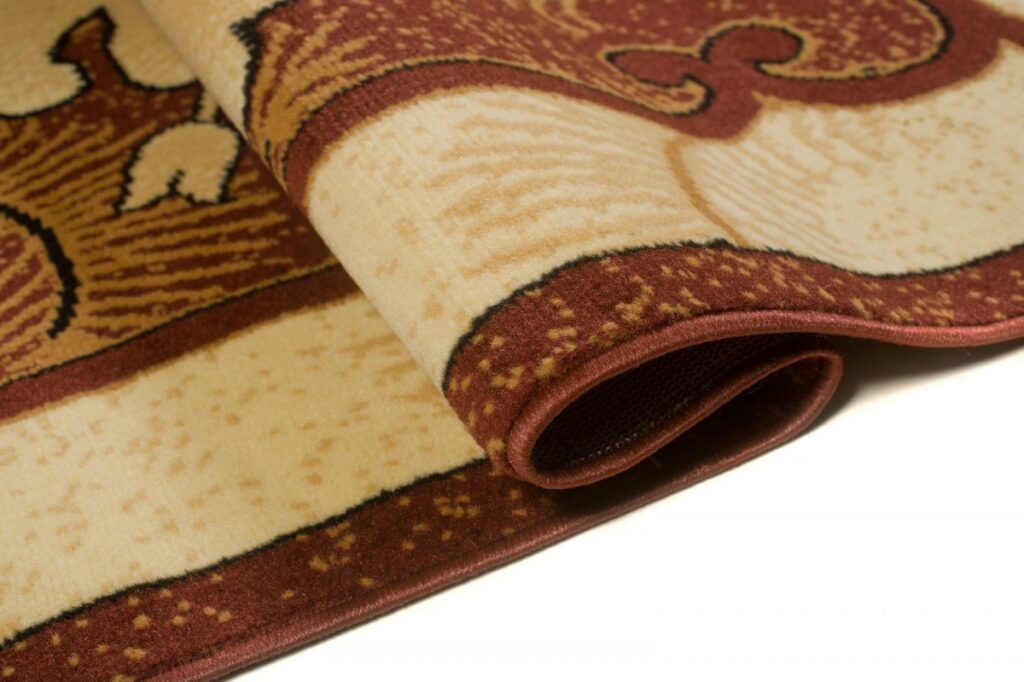 Atlas Tappeto Marrone Beige Con Bordo Floreale A Pelo Corto