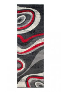 Passatoia Dream Moderno Grigio Scuro Rosso Onde