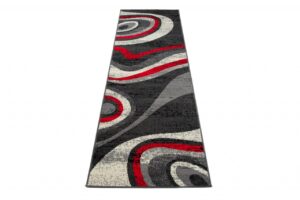 Passatoia Dream Moderno Grigio Scuro Rosso Onde