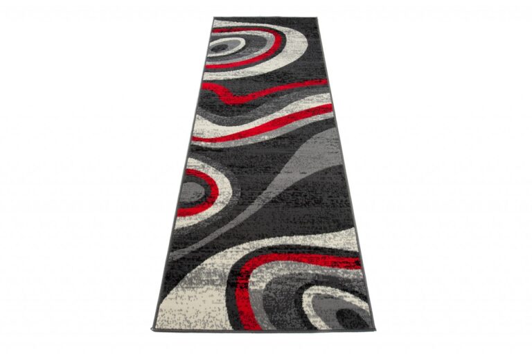 Passatoia Dream Moderno Grigio Scuro Rosso Onde