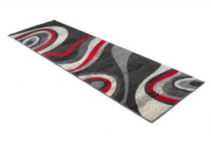 Passatoia Dream Moderno Grigio Scuro Rosso Onde