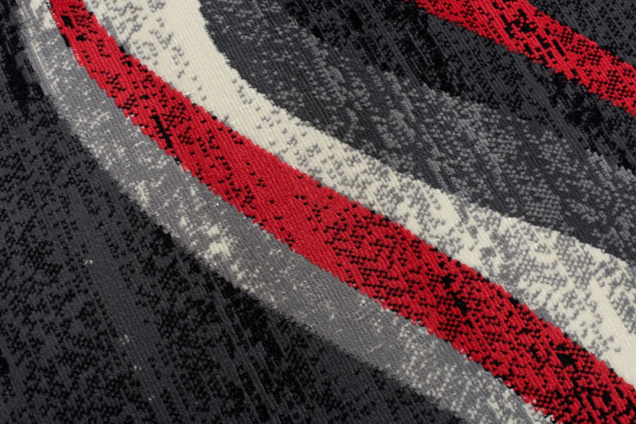 Passatoia Dream Moderno Grigio Scuro Rosso Onde