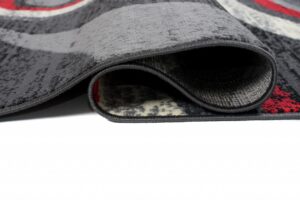 Passatoia Dream Moderno Grigio Scuro Rosso Onde