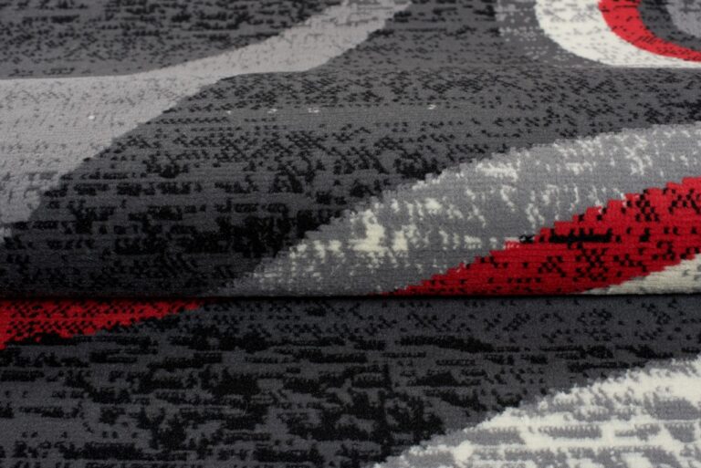 Passatoia Dream Moderno Grigio Scuro Rosso Onde