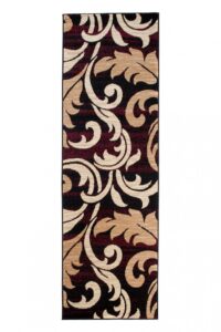 Passatoia Dream Bordeaux Crema Ornamenti Foglie