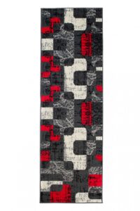 Passatoia Dream Grigio Bianco Rosso Figure Geometrico