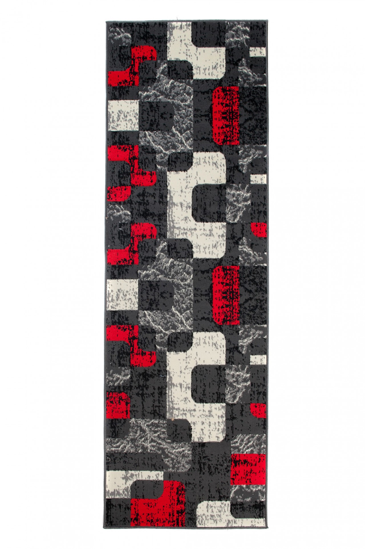 Passatoia Dream Grigio Bianco Rosso Figure Geometrico