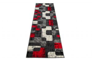 Passatoia Dream Grigio Bianco Rosso Figure Geometrico