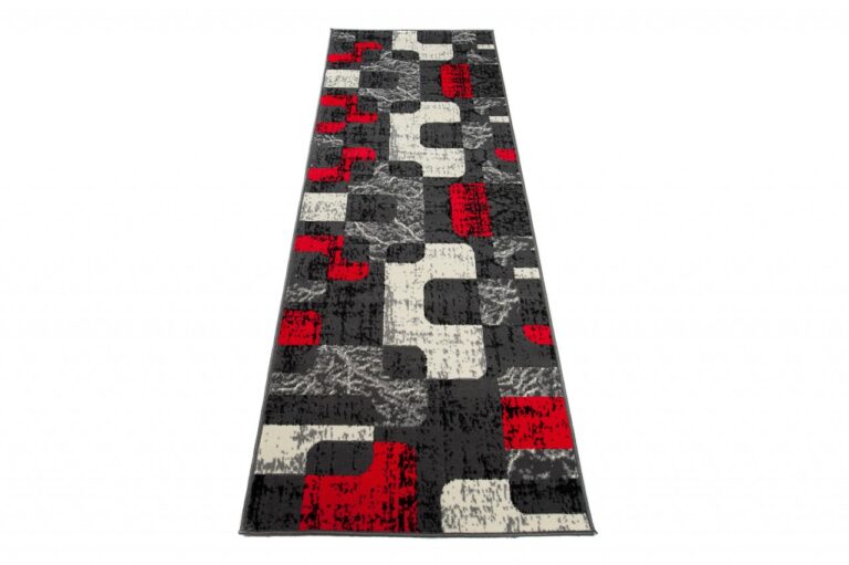 Passatoia Dream Grigio Bianco Rosso Figure Geometrico