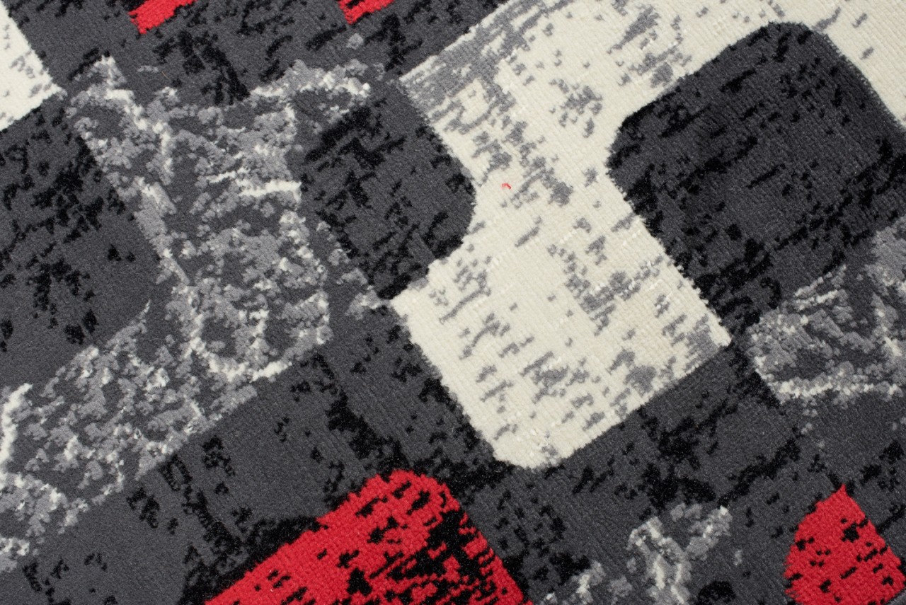 Passatoia Dream Grigio Bianco Rosso Figure Geometrico